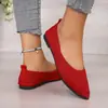 Zapatos slip-on de tejido elástico con punta fina, suaves y antideslizantes, zapatos planos de suela fina, cómodos para ir al trabajo, zapatos de mujer transfronterizos para primavera y verano