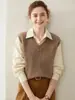 2025 Nova Malha de Cashmere Outono e Inverno Colete Sem Manga Feminino Colete Gola V Outer Colete Quente Moda