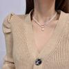 Collar de perlas vintage estilo ins para mujer, cadena de suéter de acero de titanio simple de nicho de alta gama, accesorios versátiles para chicas atractivas al por mayor