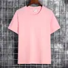 Camiseta de Algodão Manga Curta 180g para Homens e Mulheres, Camiseta Básica de Cor Sólida, Roupa de Verão, Camiseta Cultural de Gola Redonda em Cores Doces, Roupa de Trabalho com Logo Impresso
