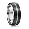 Anillo de acero de tungsteno en stock lote mixto de 8 mm de ancho con incrustaciones de fibra de carbono imitación meteorito anillo de acero de tungsteno para hombre