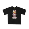 Camiseta de Manga Corta Bape de 260 g, Superventas Transfronteriza, Marca de Moda, Estampado de Letras de Colaboración con Cabeza de Mono para Hombres y Mujeres, Verano, Corte Holgado