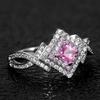 Cao Shi eBay novos acessórios criativos Cross enrolamento diamante rosa anel de zircão senhoras jóias de mão Coringa diário