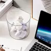 Cubo de basura para sala de estar, uso doméstico, lujo ligero, transparente, para baño, inodoro, cocina, escritorio, oficina, papelera, contenedor de almacenamiento para dormitorio
