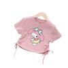 2025 Nueva Camiseta de Verano de Manga Corta para Niños Moda Coreana de Moda Top con Cordón para Niña Algodón de Verano de Cuello Redondo para Niña