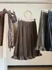 Falda midi de terciopelo con volantes de moda estilo coreano para mujer, nueva colección de otoño, de cintura alta, adelgazante, falda plisada versátil de línea A