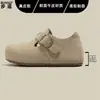 Zapatos de mujer de cuero genuino, con plataforma para aumentar altura, totalmente cerrados, estilo Birkenstock, nueva colección otoño 2026, versátiles, de suela blanda, cómodos para usar todo el día, zapatos casuales de un solo color
