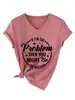 Si soy el problema Amazon eBay estación europea cómoda casual camiseta de mujer cuello en V manga corta en stock