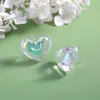 Aretes de Resina con Brillo de Gelatina de Árbol de Corazón Accesorios de Aretes Acrílicos de Color Sólido Fresco con Corazón de Durazno Accesorios Simples con Forma de Corazón Juveniles