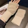 Guantes de Invierno Cálidos de Punto Sin Dedos de Medio Corte Lana para Hombre y Mujer Lindos para Montar Jacquard Engrosados Calcetines de Mano para Adulto