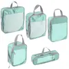 Set de 10 Bolsas de Almacenamiento de Viaje de Compresión Cuidadosamente Seleccionadas, Bolsa de Almacenamiento de Malla con Cordón para Empacar por Separado, Bolsa Organizadora para Equipaje, Maquillaje y Artículos de Tocador