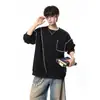 Moletom casual moderno, novo modelo outono 2026, algodão chinês de peso pesado 380g, moletom masculino de gola redonda, mangas compridas com color-blocking exclusivo