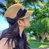 Chapéu de Palha Novo Estilo de Verão com Laço Grande, Chapéu de Palha Equestre para Mulheres, Protetor Solar para Passeios, Tendência Retrô, Rejuvenescedor, Boné de Baseball Versátil