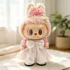 38cm Labubu ropa de tela cambio de ropa ropa para muñeca Labubu MOKOKO mariposa chifón rosa lunares conjunto de falda