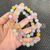 Pulseira Três Cores de Jade com Contas Redondas Violetas Multicores, Pulseira e Colar de Múltiplos Círculos, Presente Corporativo de Jade, Jade de Quartzo