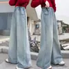 Ropa para Niñas, Pantalones para Niños Talla Mediana y Grande, Nuevos Jeans Rectos de Dobladillo Ancho Estilo Coreano Primavera y Otoño 2026