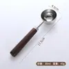 Colher de medida em aço inoxidável 304 com cabo de madeira de nogueira, tamanhos de 15ml e 30ml, para medir ingredientes em confeitaria, leite em pó e café