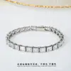 Pulseira de Corrente Tennis Quadrada de Zircônia Estilo Hip-Hop Popular Transfronteiriça, Deslumbrante e Não Desbota, Joia Completa de Diamante em Aço Titânio