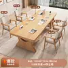 Escritorio grande moderno minimalista nórdico de madera maciza, sofá de ocio, diseño libre para sala de estar, mesa larga para leer, estudiar y trabajar