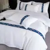 Conjunto de Quatro Peças para Hotel e Pousada de Linho Branco Puro Capa de Edredom para Hotel Venda por Atacado Customização