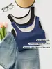 Camisola elegante de dos piezas falsas para primavera/verano para mujer, nuevo top de bloqueo de color estilo coreano retro americano