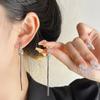 Pendientes de Plata 925 con Cierre de Mariposa, Borla Anudada de Circonita, Pendientes de Botón de Lujo Ligero con Sentido de Alta Gama, Pendientes Largos Versátiles de Nicho Individual, Joyería para Orejas