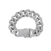 Pulsera Cubana de Cadena Completa de Diamantes Hip Hop Europeo y Americano de 20 mm Pulsera Punk de Personalidad para Hombre Aleación