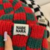 Gorro de Punto a Cuadros de Ajedrez para Mujer Otoño e Invierno Estilo Coreano Nicho Cabeza Grande Lana Estilo Japonés Showface Pequeño Gorro de Navidad