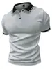 Nueva Camisa Polo de Verano para Hombre con Cuello, Mangas Cortas, Top Deportivo Casual para Golf, Camiseta de Manga Corta con Bloques de Color
