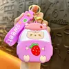 Porta-moedas com tema de morango transfronteiriço Chaveiro Bolsa de Armazenamento Estojo para Fones de Ouvido Pingente Chaveiro de Carro Pequeno Presente Atacado