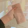 Guantes Cálidos y a Prueba de Frío de Otoño e Invierno para Mujer Ins Imitación Piel de Visón Versátiles Felpa Elegantes Lindos Oficina Medio Dedo Estudiante