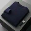 Suéter de lã 100% puro para outono e inverno para homens, suéter de gola alta parcial, suéter de caxemira espesso plus size, camisa de base para homens