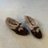 Zapatos Peludos Estilo Retro con Punta Redonda y Lazo para Mujer 2026 Invierno Nuevo Estilo Forrados de Felpa Calientes Ropa de Trabajo Zapatos de Algodón para Ponerse Fácilmente