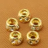 Cuentas de barril incrustadas de diamantes, cuentas espaciadoras, cuentas sueltas, accesorios de joyería hechos a mano para DIY, cordón de cuero para pulsera, cuentas sueltas
