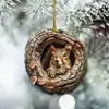 Decorações de Natal Transfronteiriças de Coruja e Guaxinim, Enfeites para Árvore de Natal, Pequenos Pingentes Acrílicos Impressos Planos 2D
