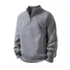 Suéter casual y de moda para hombre, de corte holgado, para otoño e invierno, con cuello alto, diseño de punto y un moderno cierre de media cremallera.