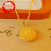 Nova Colar Pingente Redondo Banhado a Ouro com Filigrana Vazada Caractere da Fortuna para Mulheres, Pingente de Moda Simples Versátil Atacado Dropshipping