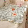 Manta Jacquard Catiónica de Doble Cara 300g Manta para Siesta en la Oficina Manta para Sofá Chal Grueso de Terciopelo Coral Manta Pequeña