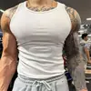 Chaleco de estilo americano con espalda en I para hombre, para verano, deportes y fitness, chaleco de entrenamiento sin mangas de canalé grueso, elástico, corte ajustado, absorbente de sudor y transpirable
