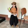 Conjunto de Moda Coreana 2026 para Niñas: Top de Manga Larga con Retazos y Falda de Lunares