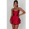 2024 Verão Nova Explosões Amazônicas Europeias e Americanas Sexy Slim Emagrecimento Sem Encosto Cor Sólida Vestido Estilingue Curto