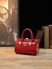 Otoño 2023 Nuevo Bolso de Mano de Alta Gama Boda Festivo Rojo Brillante Charol Color Brillante Bolso Vintage Europeo y Americano para Mujer