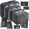 Bolsa de almacenamiento de viaje transfronterizo traje de almacenamiento de viaje de 8 piezas traje de 9 piezas bolsa de almacenamiento para clasificación de ropa al por mayor