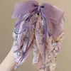 Colección de Poesía Floral~Pinza para el Cabello de Flor de Gasa Multicapa Súper de Hada Lazo de Cinta Morada Suave y Elegante Pinza de Tiburón