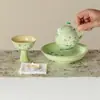 Suporte de Bule de Cerâmica com Margaridas Pintadas à Mão, Alto Valor Estético, Acessório para Cerimônia do Chá, Bandeja Seca para Chá de Uso Doméstico, Prato de Frutas