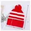 Chapéu de Tricô com Pom-pom Decoração Chapéu de Natal Pom-pom Blocos de Cor Listras Chapéu Vermelho e Branco Em Estoque Chapéu de Natal Chapéu de Halloween