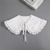 Cuello falso blanco de organza doble, cuello decorativo para mujer, cuello falso con lazo, vestido de verano coreano, chal pequeño