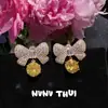 Joyería Mozambique Polvo Amor Gema Collar Banquete Alto Conjunto Lazo Gota Zirconia Pendientes traje