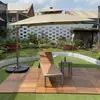 Mesas e Cadeiras de Plástico Madeira para Exterior para Pátio, Jardim Simples de Vila ao Ar Livre, Varanda de Lazer, Café e Pousada