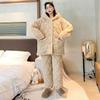 Pijama de terciopelo de cordero lindo de dibujos animados para mujer, otoño e invierno, acolchado, con felpa extra, con capucha, conjunto de ropa para el hogar, una generación de pelo